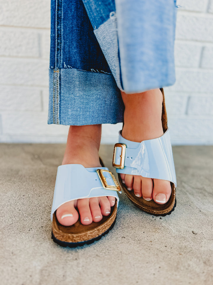 Birkenstock Catalina Luxe Buckle Sandal - Patent Baby Blue