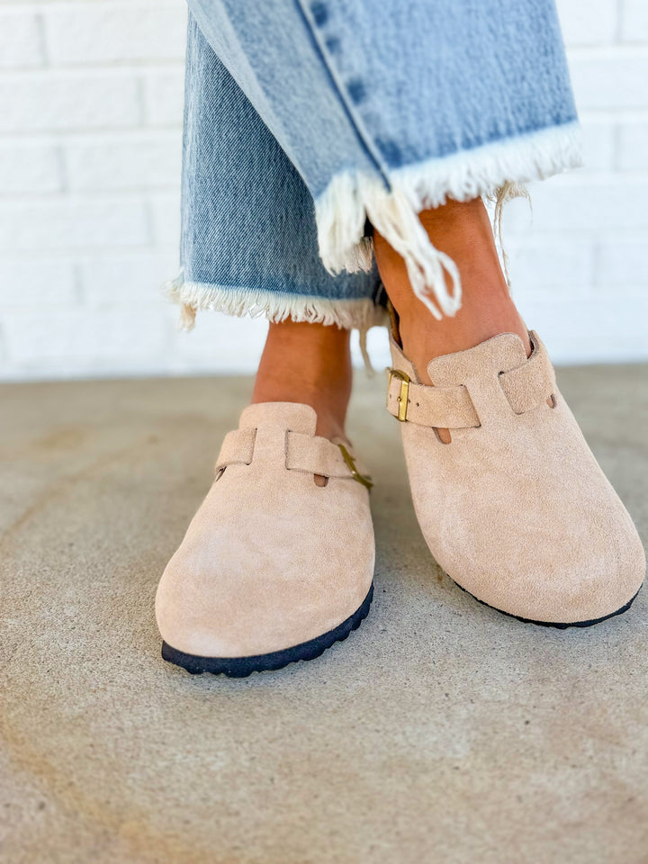 Birkenstock Boston Suede Leather Clog - Sandcastle