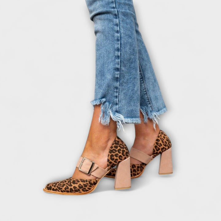 Adelgunde - Leopard Print Heeled Sandals