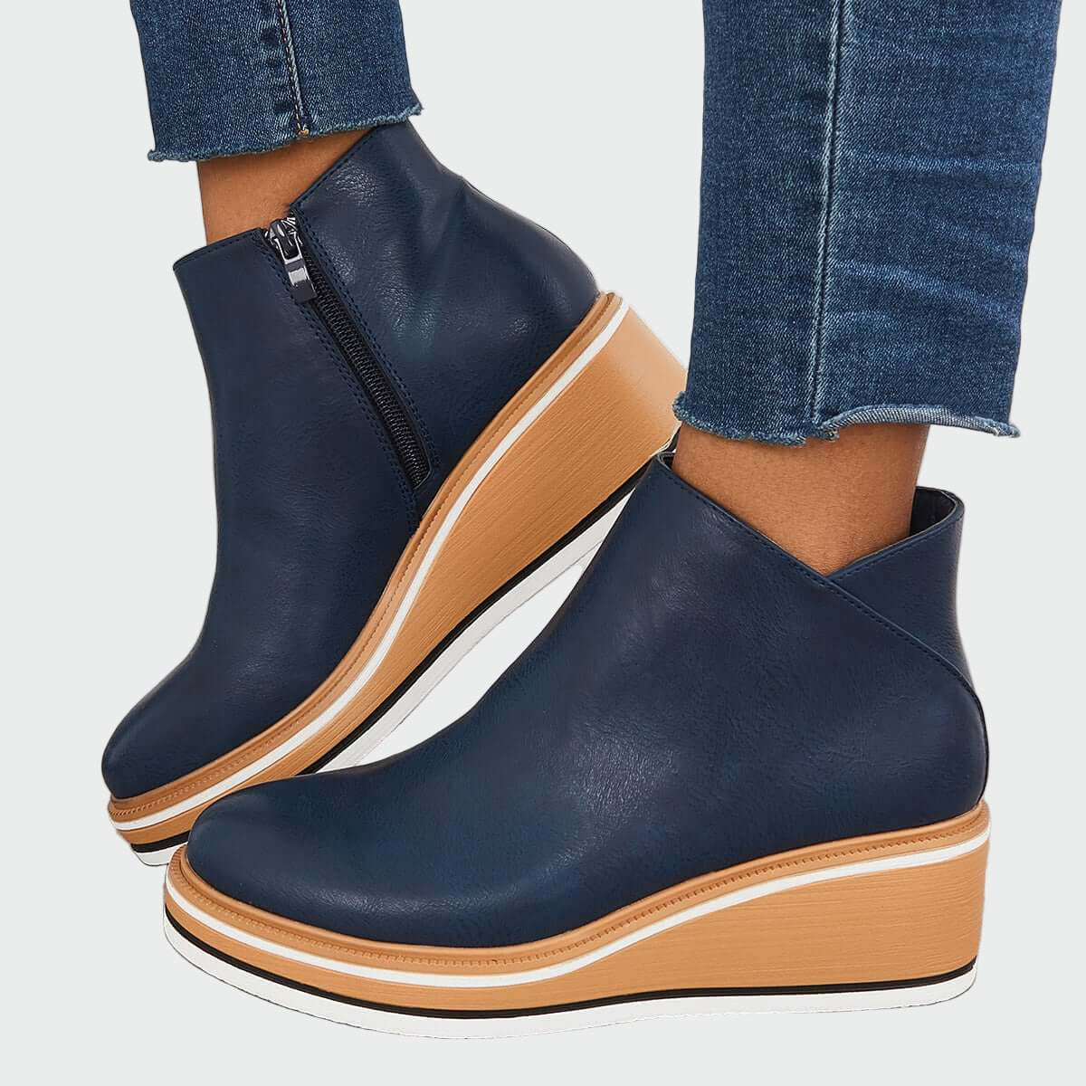 Leah - Orthopedic Faux Leather Ankle Boots