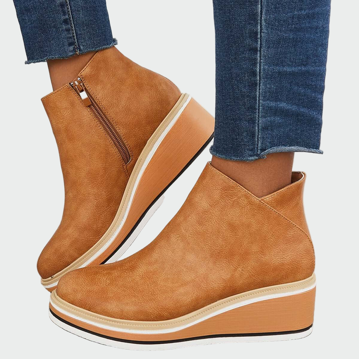 Leah - Orthopedic Faux Leather Ankle Boots