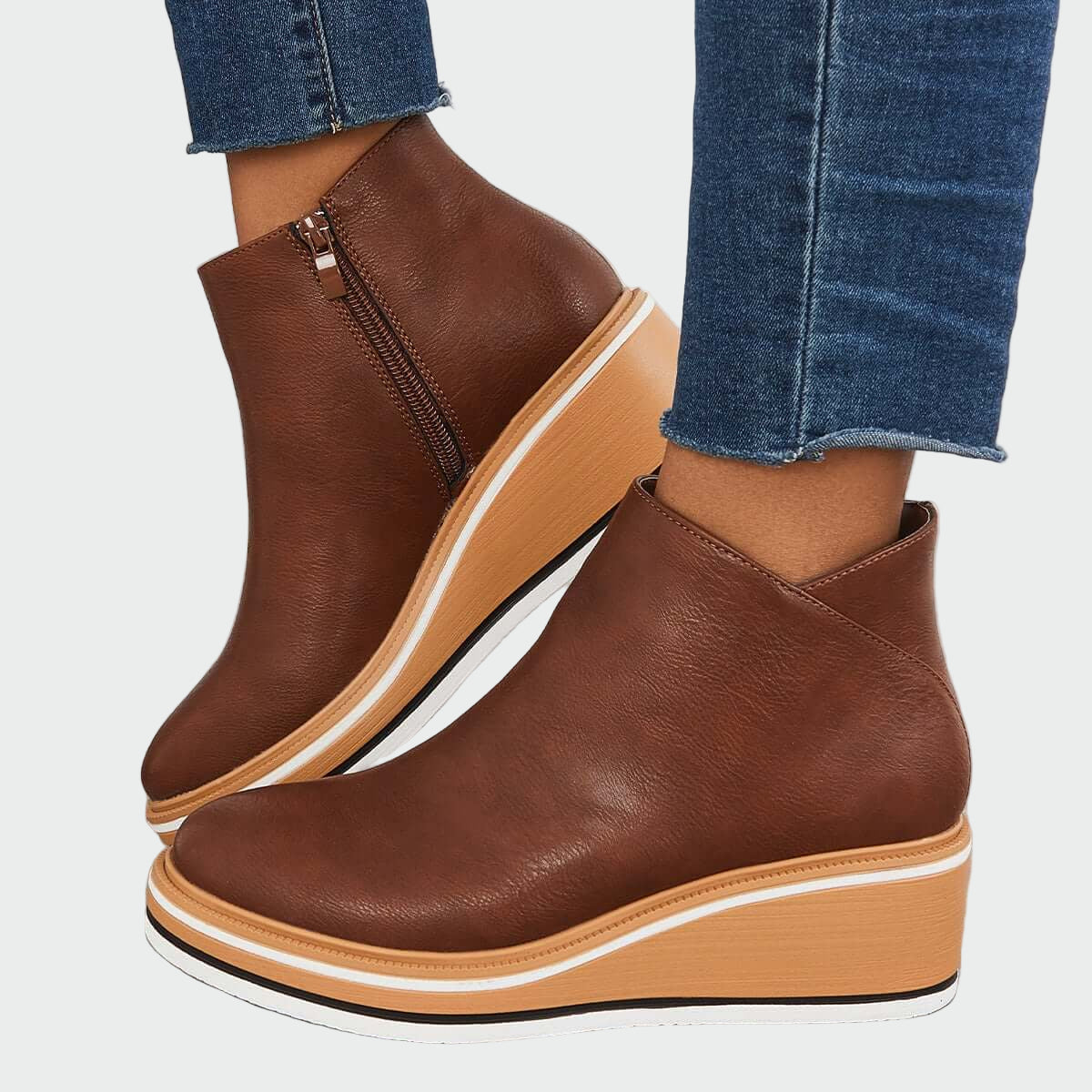 Leah - Orthopedic Faux Leather Ankle Boots
