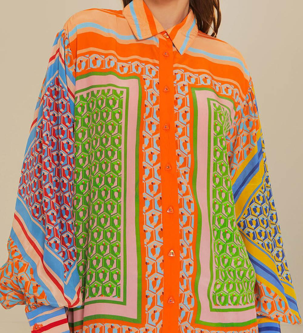 Anneliese | Einzigartige Bluse Colorata mit Look tropisch