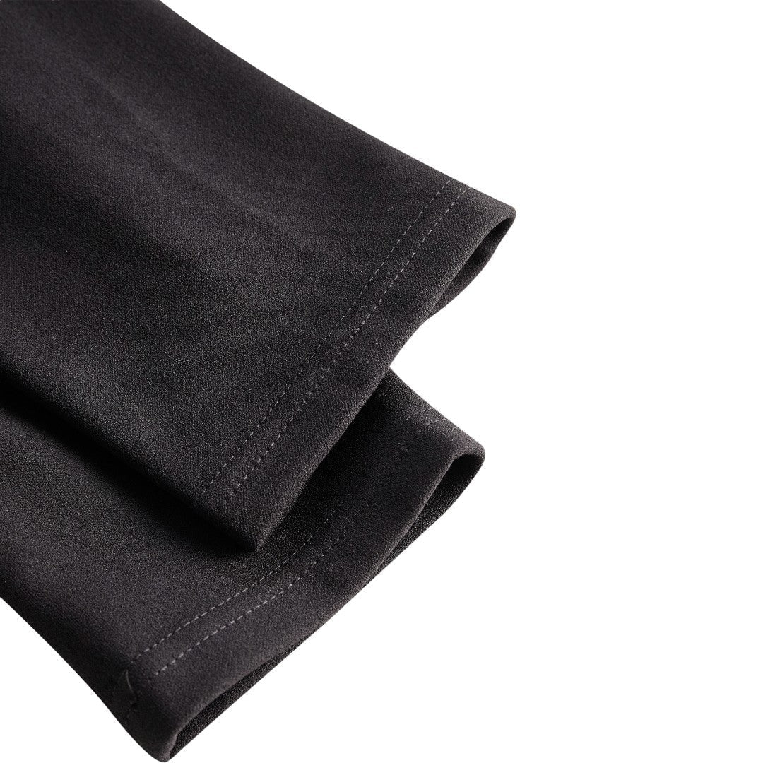 Marina | Edles schwarzes Kleid mit Gürtel und Mandarin-Kragen