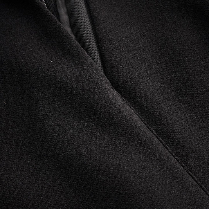 Marina | Edles schwarzes Kleid mit Gürtel und Mandarin-Kragen