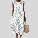 White Dress with Delicate Wildflowers