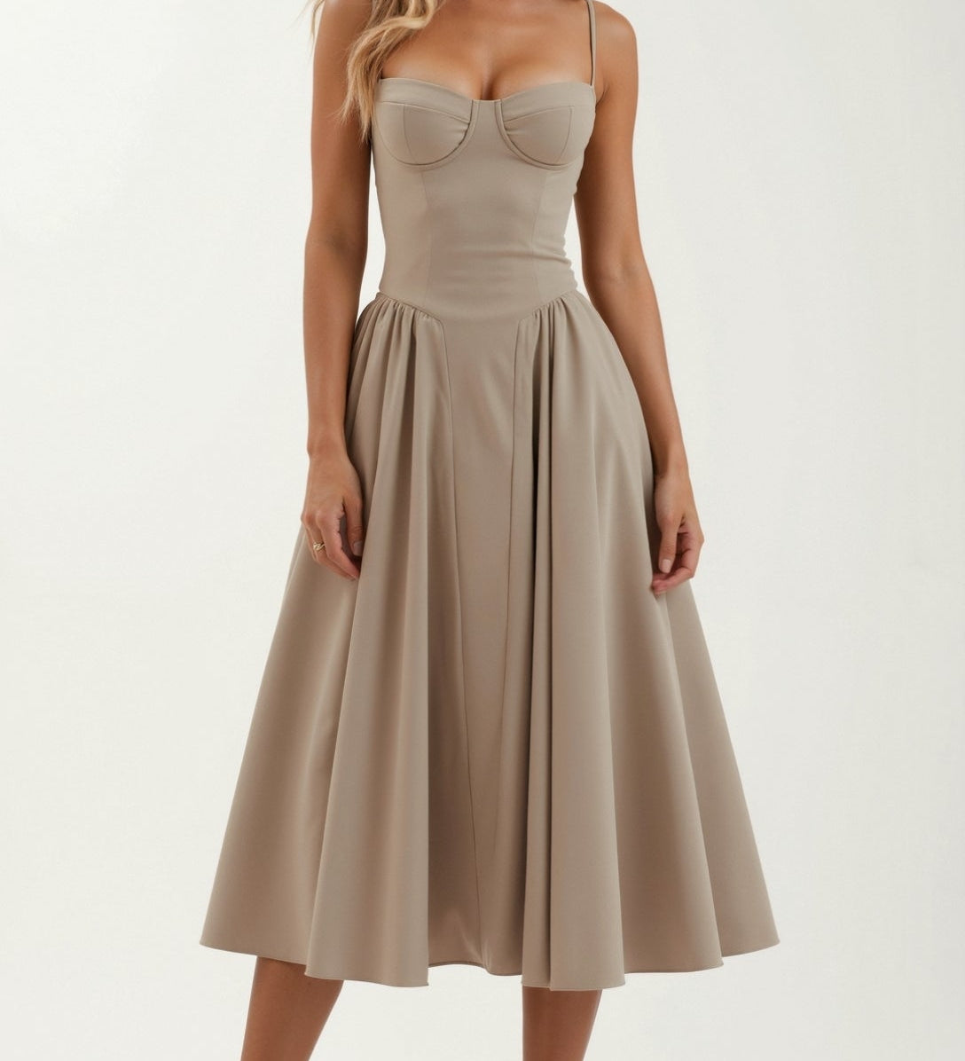 Kelsey - Structured Corset Midi Dress