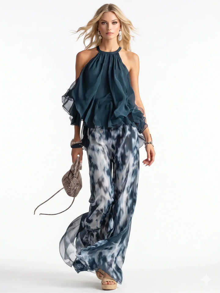 Elegant two-piece chiffon suit