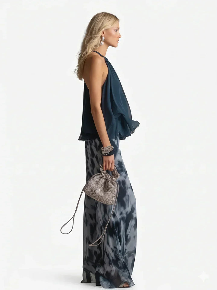 Elegant two-piece chiffon suit