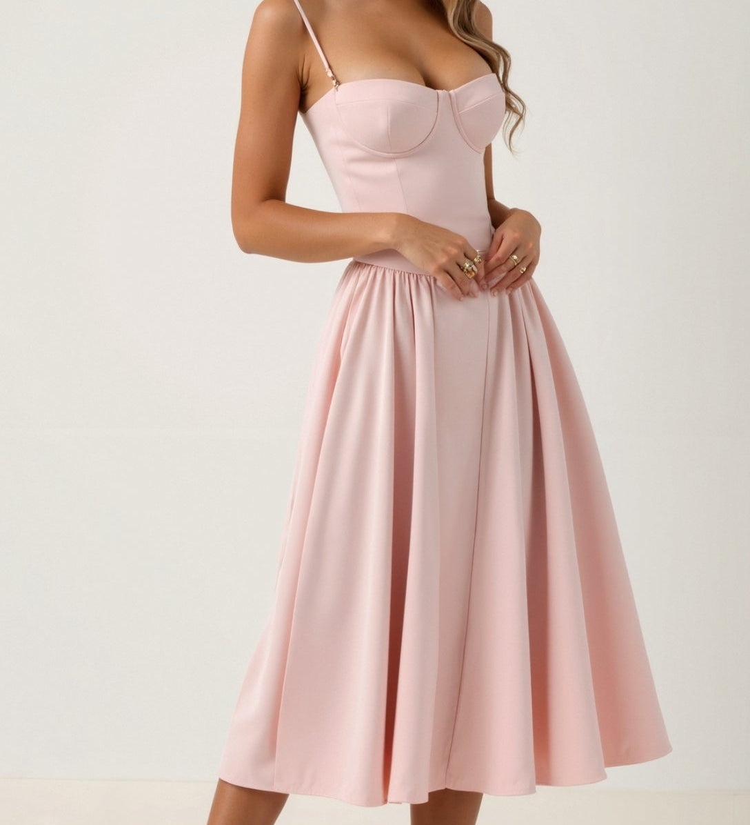 Kelsey - Structured Corset Midi Dress