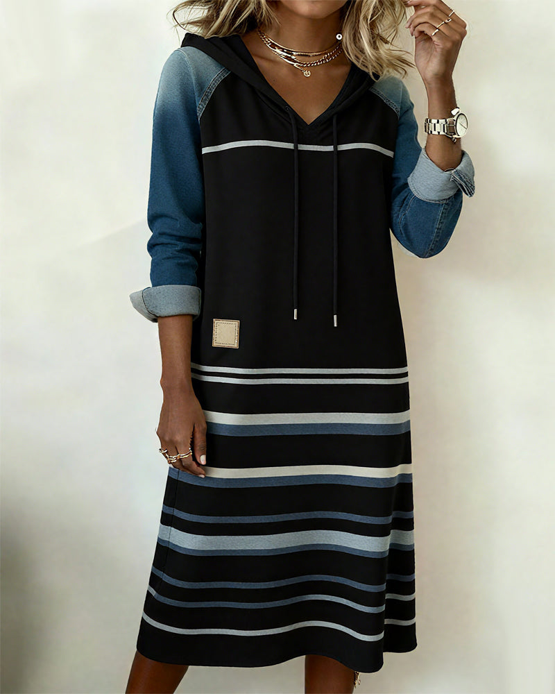 Camila | Striped Hooded Dress with Color Mix