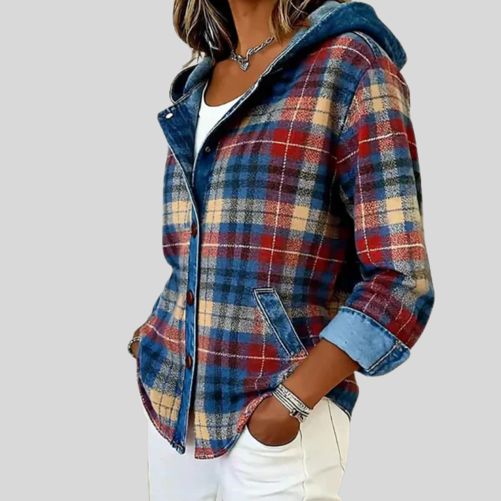 DIANA | Giacca a camicia a quadri con cappuccio da donna