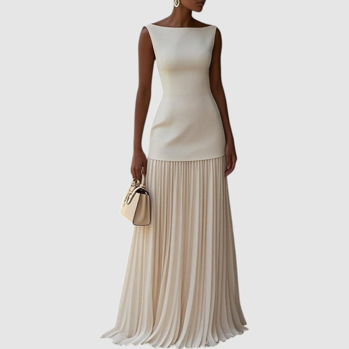 Eliška - Maxi dress without sleeves with pleated pattern
