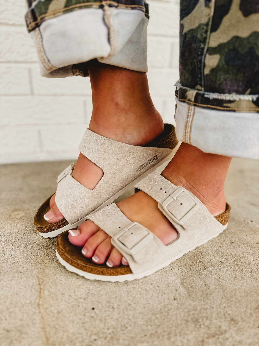 Birkenstock Arizona Suede Leather Sandal - Oyster