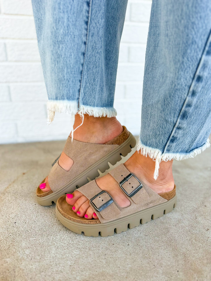 Birkenstock Arizona Pap Chunky Suede Leather Sandal - Taupe Tonal