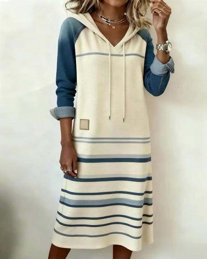 Camila | Striped Hooded Dress with Color Mix