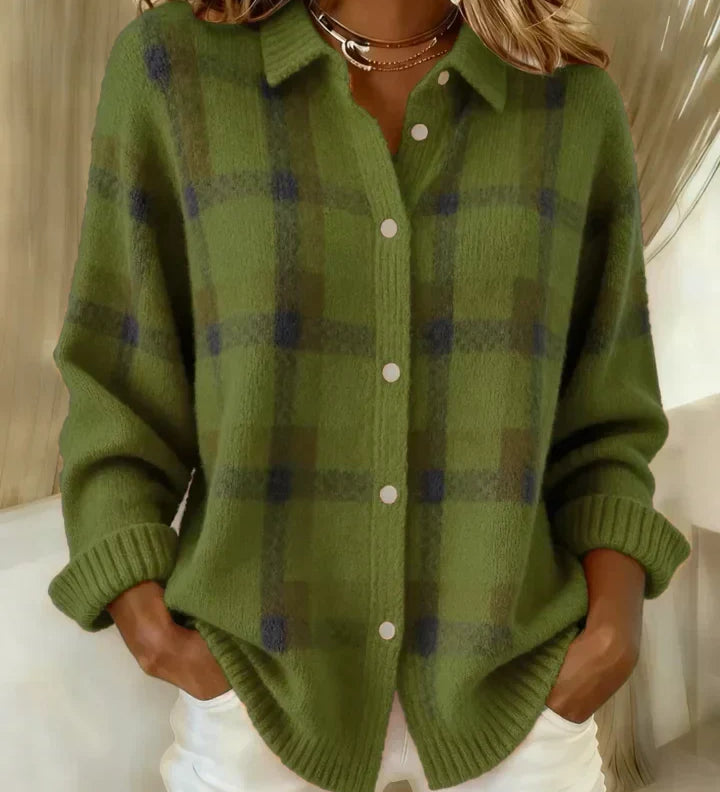 Anna - Retro-Strickpullover aus handgemachter Wolle mit Kontrast
