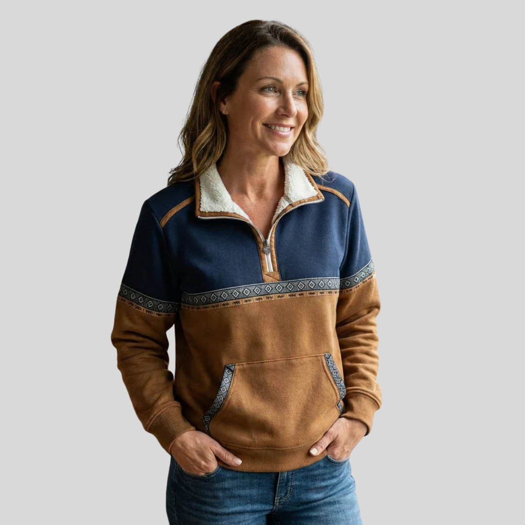 MADISON | Pullover da Donna con Collo Sherpa e Mezzo Zip