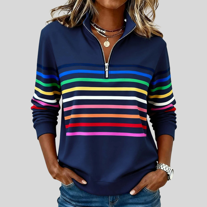 EMMA | Felpa da Donna a Righe con Zip a Quarto