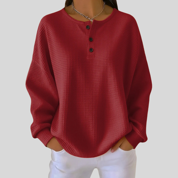 ZOE | Maglione Pullover Henley in Maglia Waffle da Donna