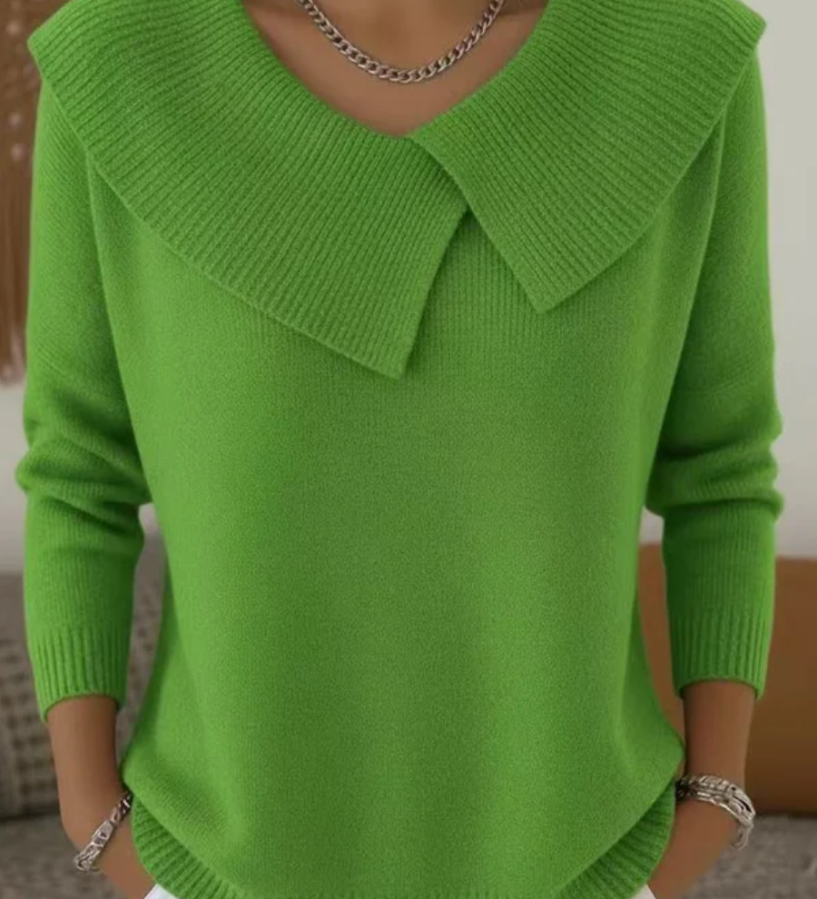 Karolína – Eleganter Strickpullover mit markantem Kragen