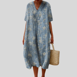 Blue Dress with Floral Pattern