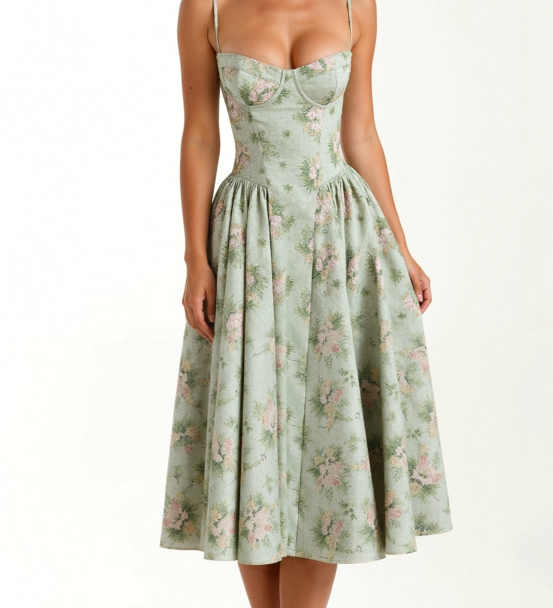 Kelsey - Structured Corset Midi Dress