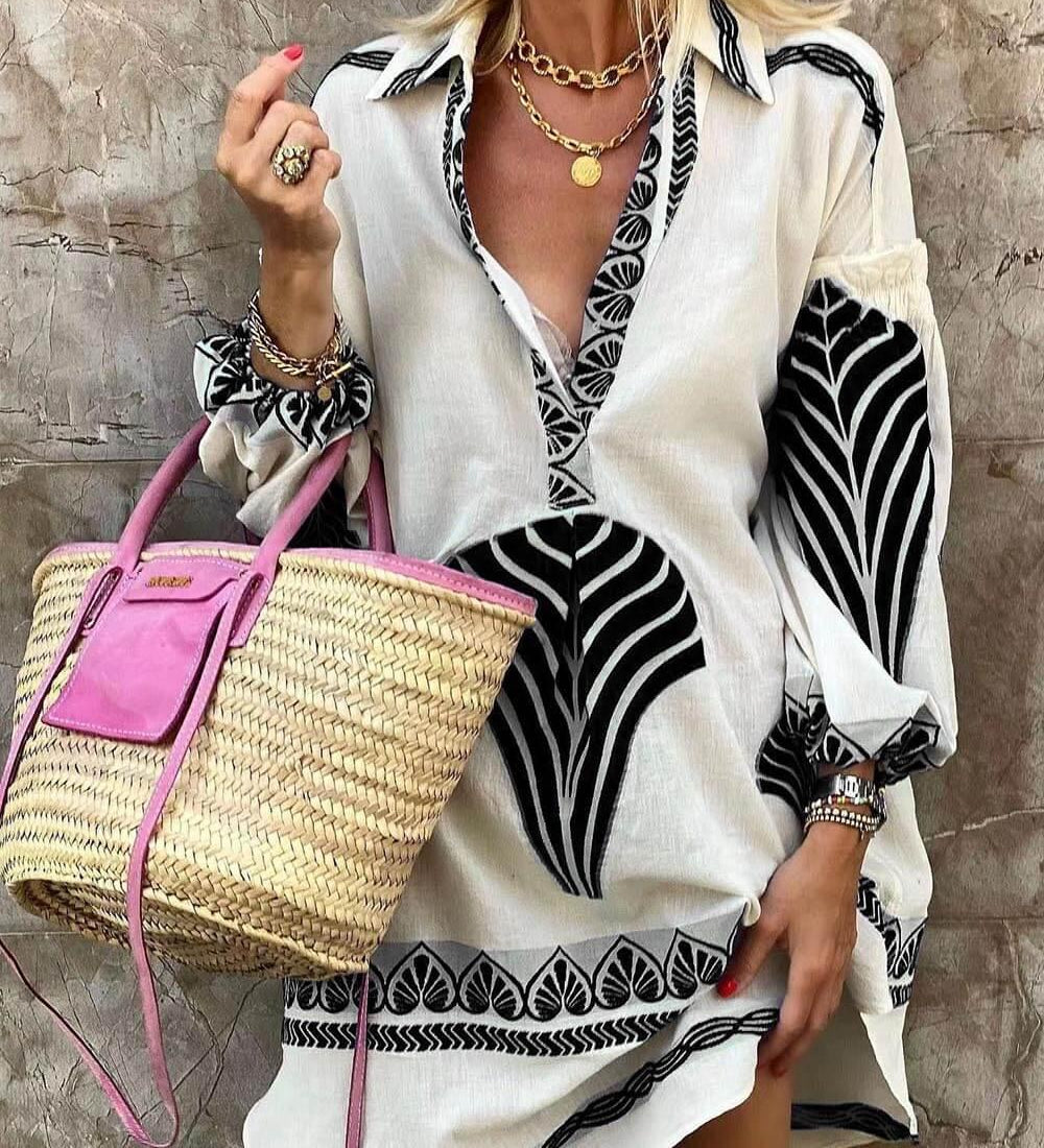 Theresa | Minikleid Sommer mit einzigartigem Print Semplice und tropisch