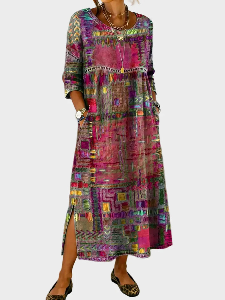 Inaya - Denim Dress with Ethno Patchwork
