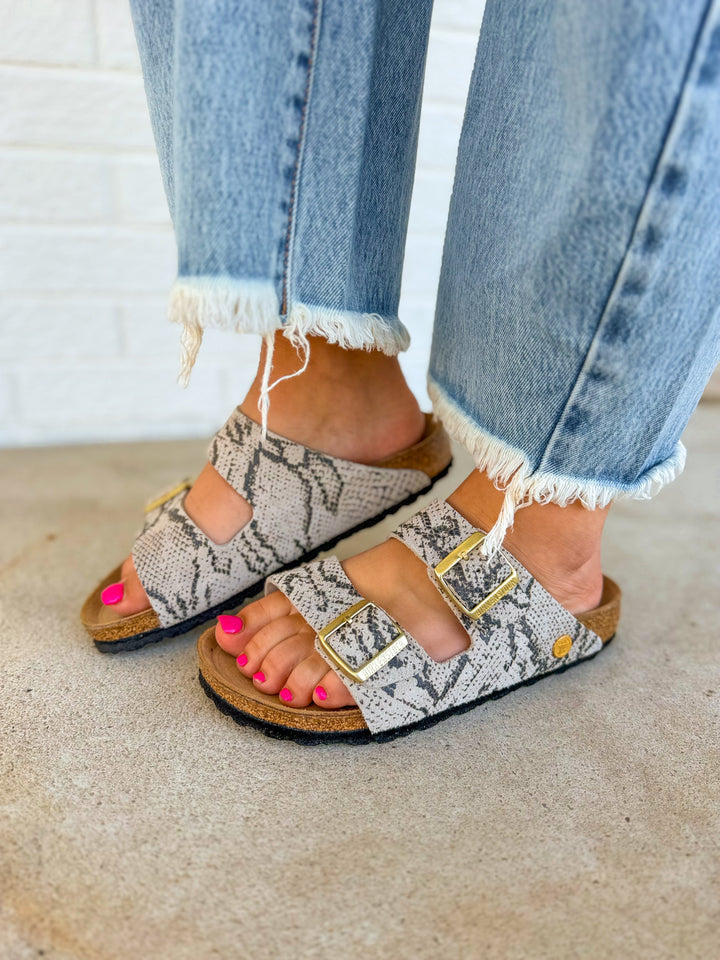 Birkenstock Arizona Printed Suede Leather Sandal - Snake Oyster