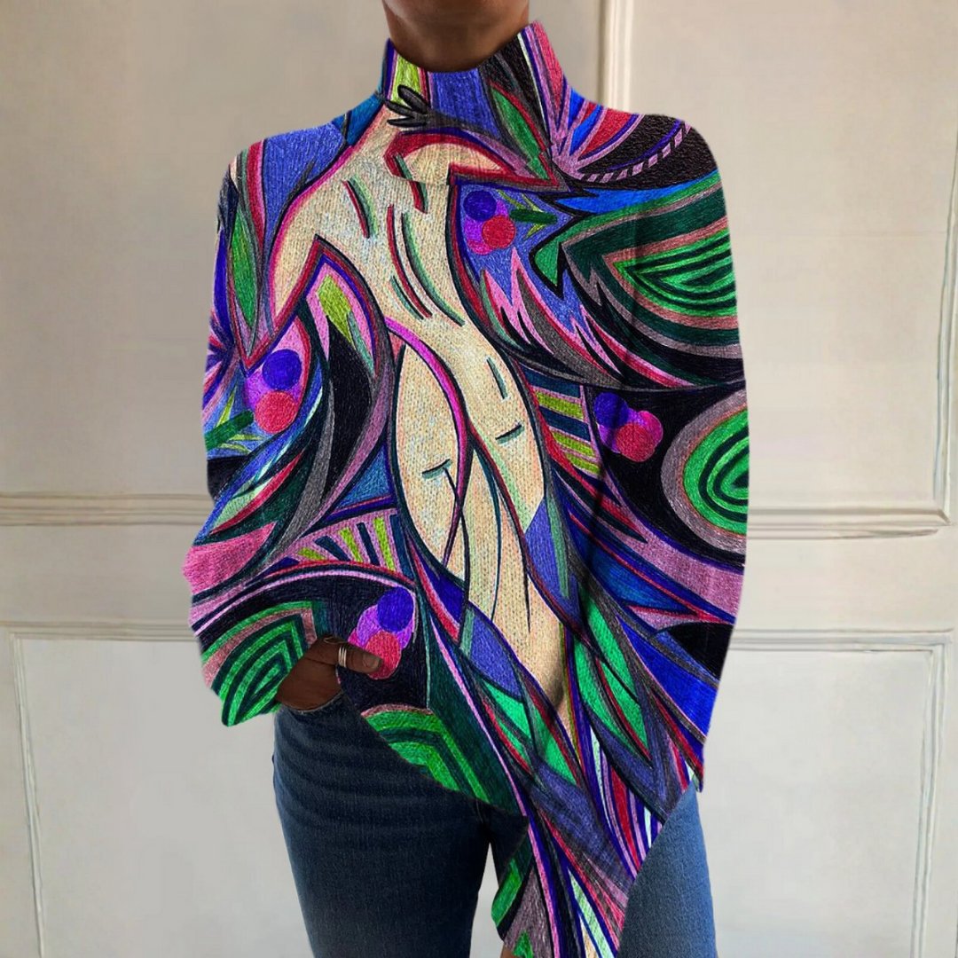 Savannah - Maglione a collo alto con stampa nuda astratta retro