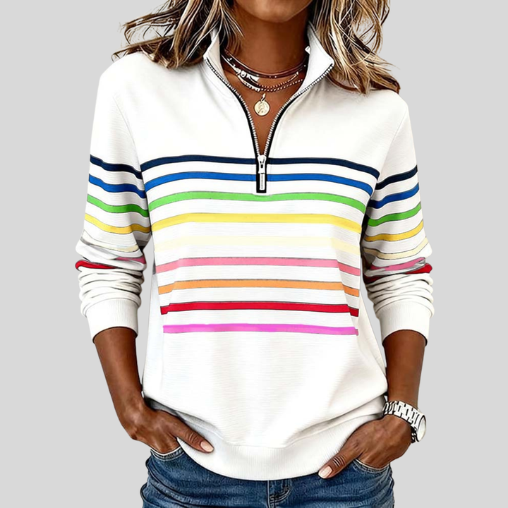 EMMA | Felpa da Donna a Righe con Zip a Quarto