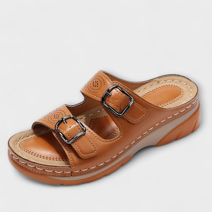 Gertrud - Leather Slippers with Buckles