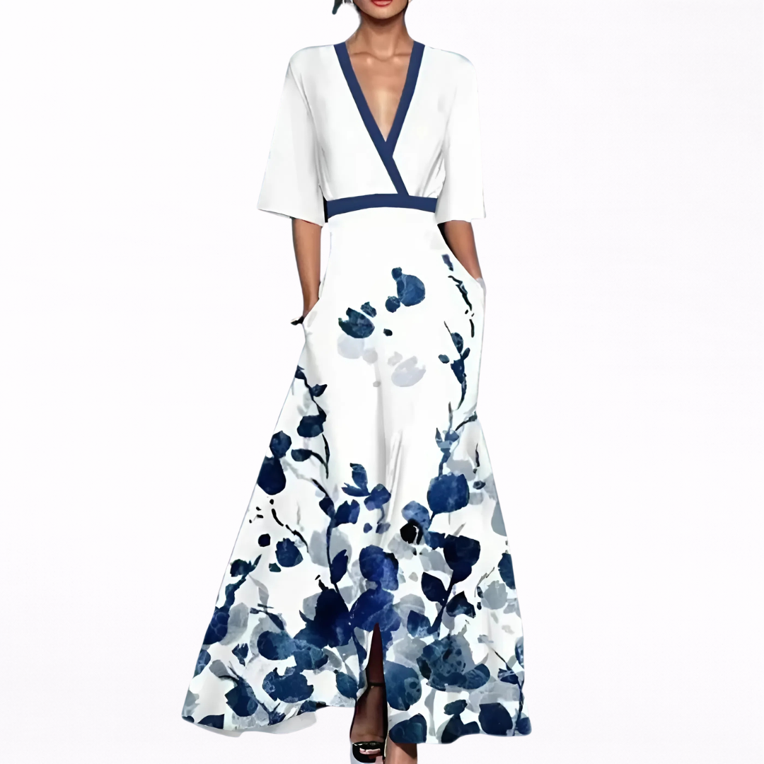 Edith | Elegantes Maxikleid mit tiefem Ausschnitt