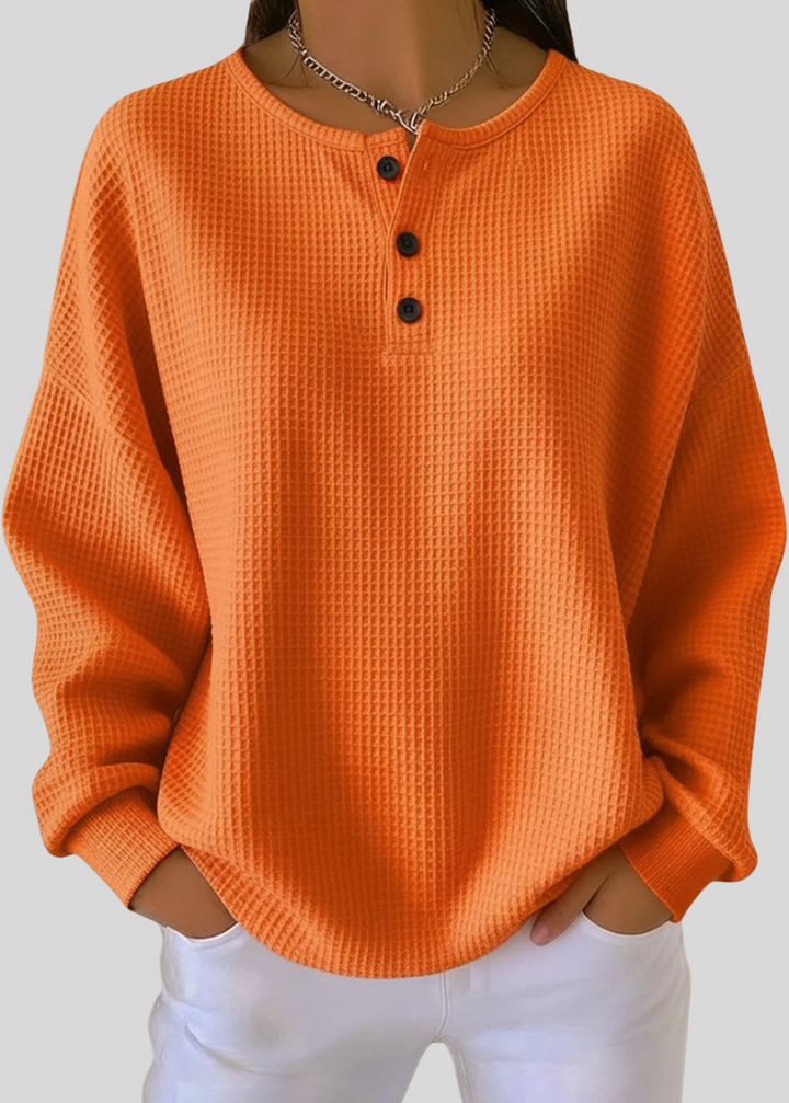 ZOE | Maglione Pullover Henley in Maglia Waffle da Donna
