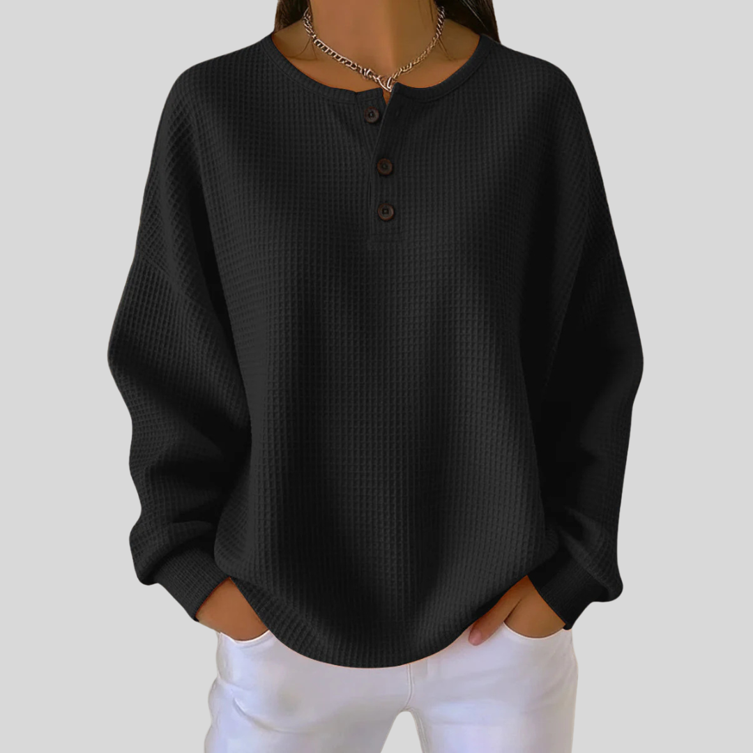 ZOE | Maglione Pullover Henley in Maglia Waffle da Donna