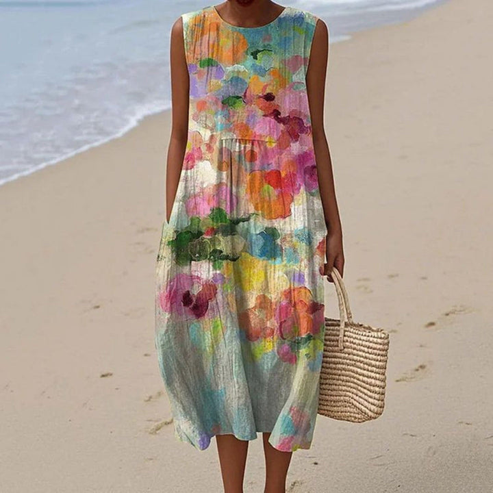 Maggie - Flowing Dress with Elegant Watercolor Effect