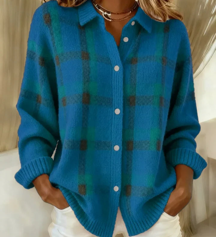 Anna - Retro-Strickpullover aus handgemachter Wolle mit Kontrast
