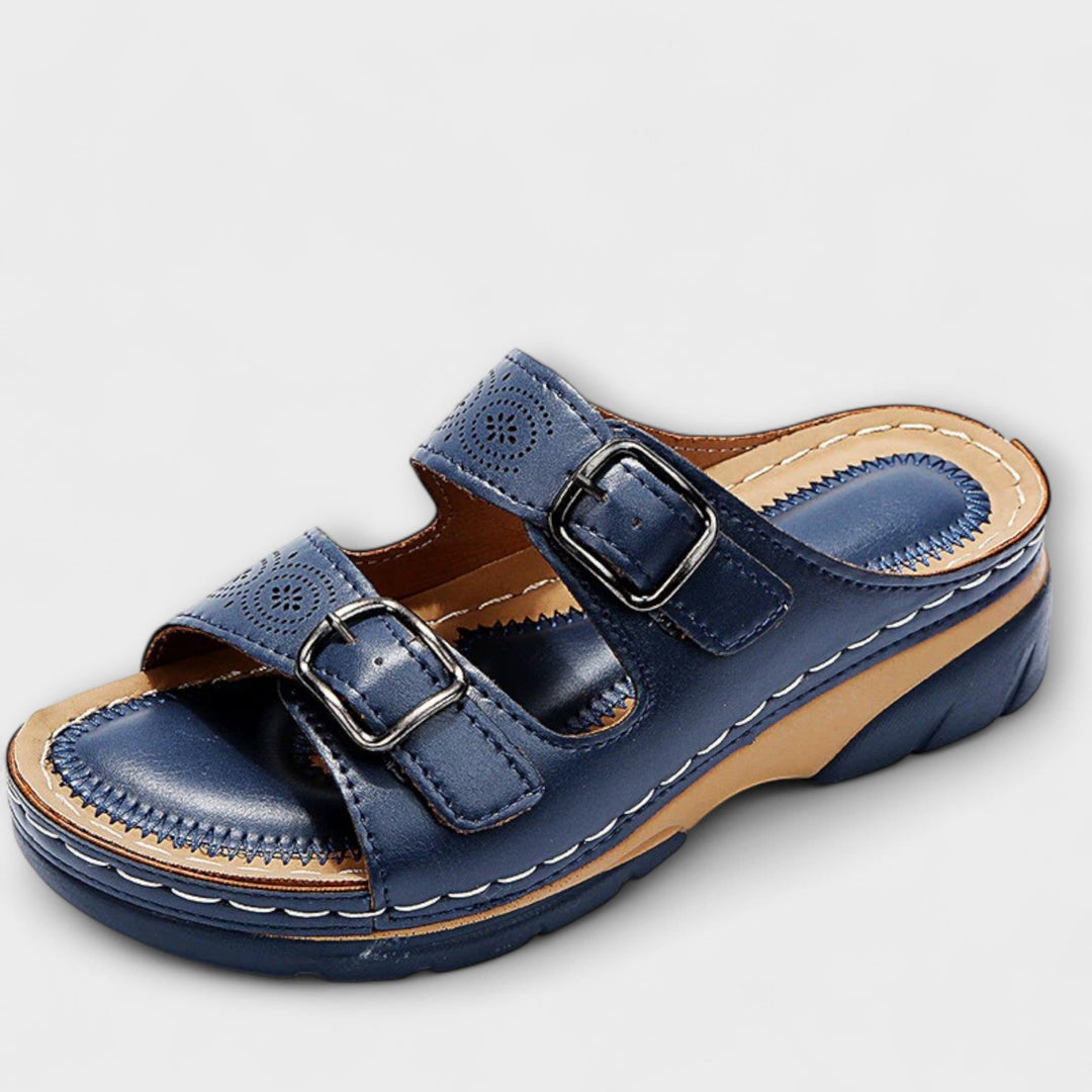 Gertrud - Leather Slippers with Buckles