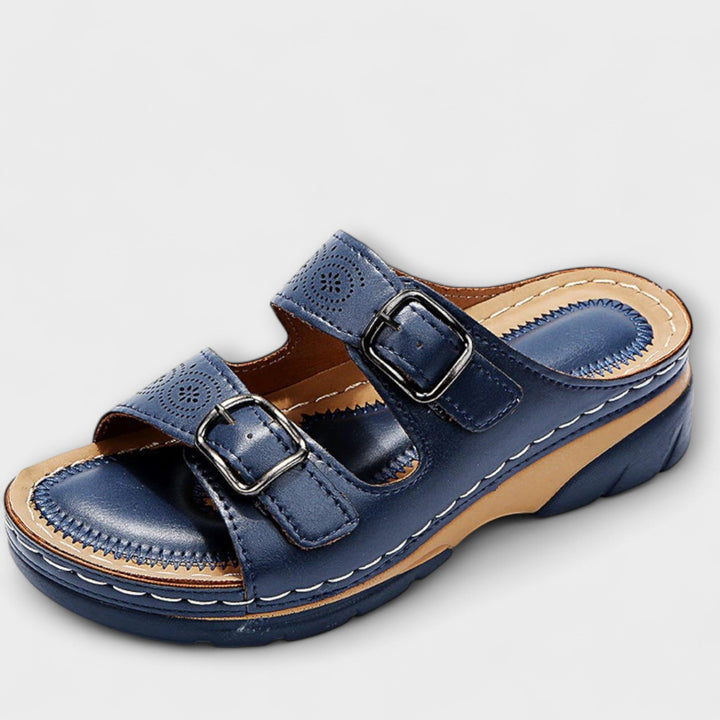 Gertrud - Leather Slippers with Buckles