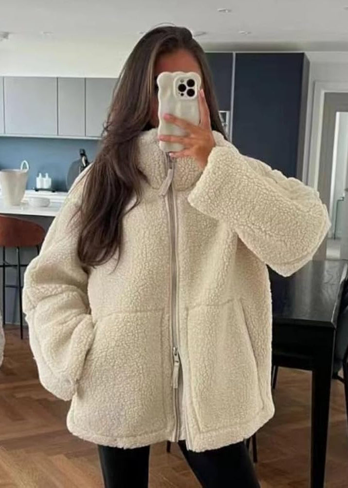 NADIA | Giacca Teddy Oversize con Collo Alto da Donna