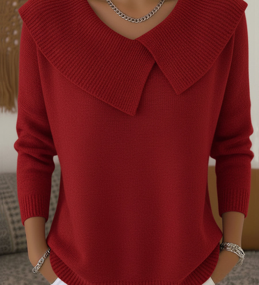 Karolína – Eleganter Strickpullover mit markantem Kragen