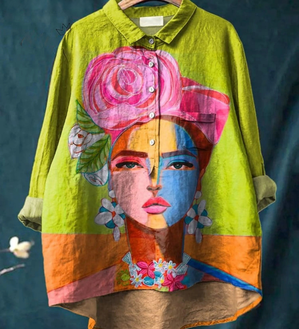 Martha | Legeres T-Shirt mit Frida-Porträt in Ölprint