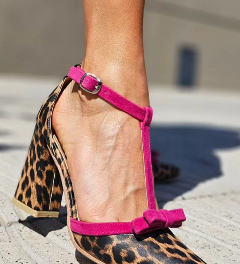 Jodie - Green Leopard Print Sandals with Colourful Detail