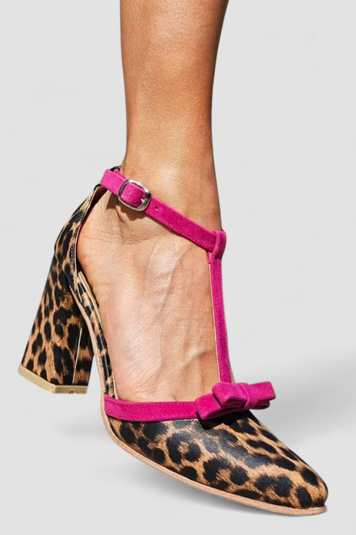 Jodie - Green Leopard Print Sandals with Colorful Detail