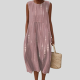 Light Pink Linen Dress with Dots