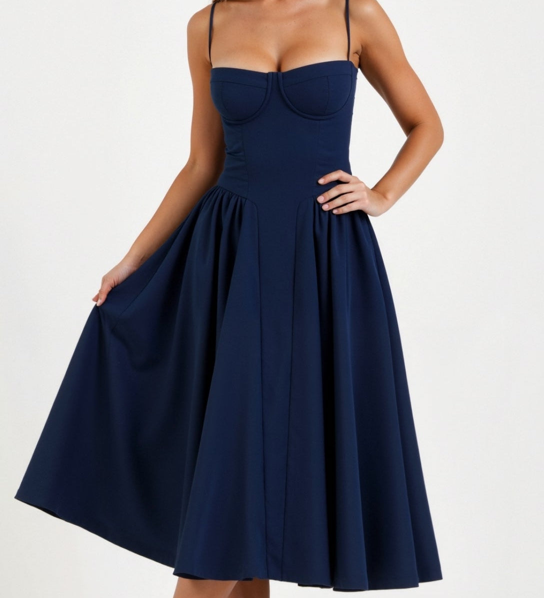 Kelsey - Structured Corset Midi Dress