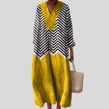 Yellow Dress with Zigzag Pattern