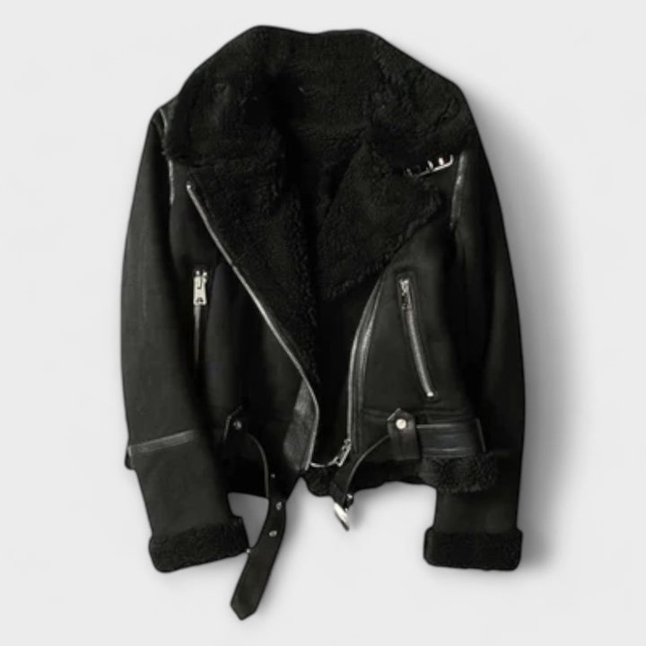 Kendall - Faux Suede Aviator Coat