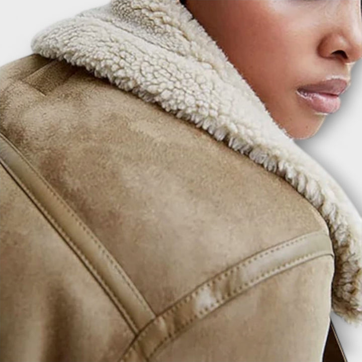 Kendall - Faux Suede Aviator Coat